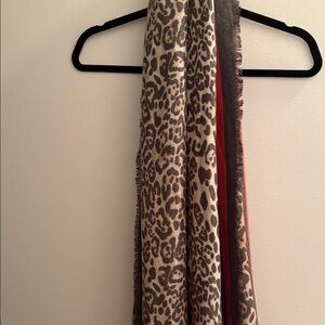 Leopard Print Scarf with Red and Black Accents